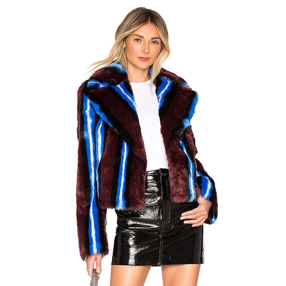 DVF Collared Faux Fur Jacket